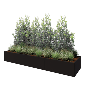 Hochbeet XXL aus Stahl - Rechteckig - 300 x 80 x 40 cm - RAL9005 matte (schwarz) - Ohne Bodenplatte