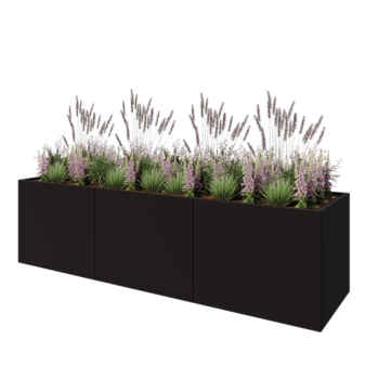 Hochbeet XXL aus Stahl - Rechteckig - 300 x 80 x 80 cm - RAL9005 matte (schwarz) - Mit Bodenplatte