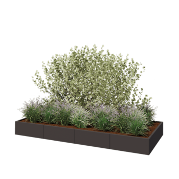 Hochbeet XXL aus Stahl - Rechteckig - 320 x 120 x 30 cm - Andere RAL farbe - Mit Bodenplatte