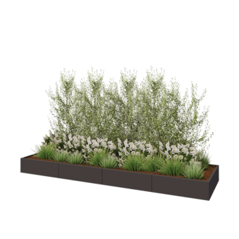 Hochbeet XXL aus Stahl - Rechteckig - 400 x 100 x 30 cm - RAL7016 matte (anthrazitgrau) - Ohne Bodenplatte