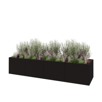 Hochbeet XXL aus Stahl - Rechteckig - 400 x 100 x 80 cm - RAL9005 matte (schwarz) - Ohne Bodenplatte