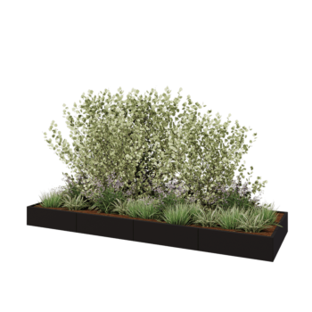 Hochbeet XXL aus Stahl - Rechteckig - 400 x 120 x 30 cm - RAL9005 matte (schwarz) - Ohne Bodenplatte