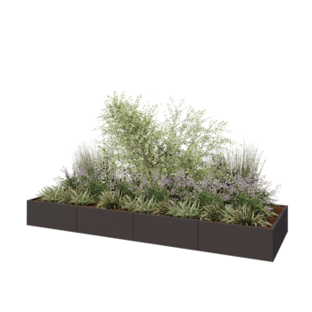 Hochbeet XXL aus Stahl - Rechteckig - 400 x 120 x 40 cm - Andere RAL farbe - Mit Bodenplatte