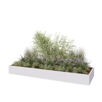 Hochbeet XXL aus Stahl - Rechteckig - 400 x 120 x 40 cm - RAL9010 matte (weiß) - Mit Bodenplatte