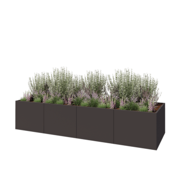 Hochbeet XXL aus Stahl - Rechteckig - 400 x 120 x 80 cm - RAL7016 matte (anthrazitgrau) - Mit Bodenplatte