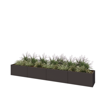 Hochbeet XXL aus Stahl - Rechteckig - 400 x 50 x 50 cm - RAL7016 matte (anthrazitgrau) - Mit Bodenplatte