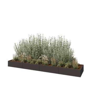 Hochbeet XXL aus Stahl - Rechteckig - 400 x 80 x 30 cm - Andere RAL farbe - Mit Bodenplatte