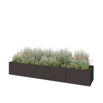 Hochbeet XXL aus Stahl - Rechteckig - 400 x 80 x 60 cm - RAL7016 matte (anthrazitgrau) - Mit Bodenplatte