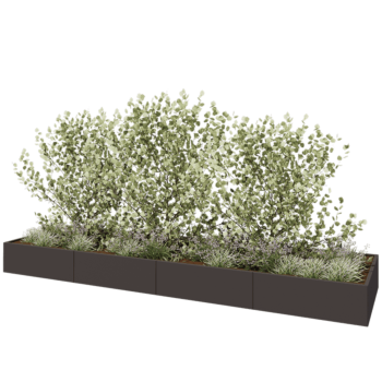 Hochbeet XXL aus Stahl - Rechteckig - 480 x 120 x 40 cm - Andere RAL farbe - Mit Bodenplatte