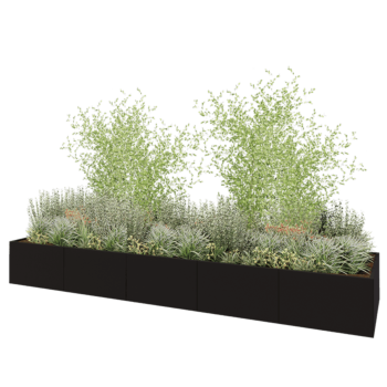 Hochbeet XXL aus Stahl - Rechteckig - 500 x 120 x 80 cm - RAL9005 matte (schwarz) - Ohne Bodenplatte