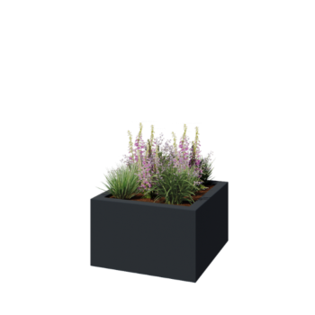 Fiberglas Pflanzkübel - Viereck - 100 x 100 x 60 cm - RAL7021 matte (schwarzgrau) - Mit Boden
