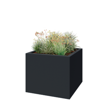 Fiberglas Pflanzkübel - Viereck - 120 x 120 x 100 cm - RAL7021 matte (schwarzgrau) - Mit Boden