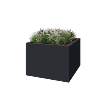 Fiberglas Pflanzkübel - Viereck - 140 x 140 x 100 cm - RAL7021 matte (schwarzgrau) - Mit Boden