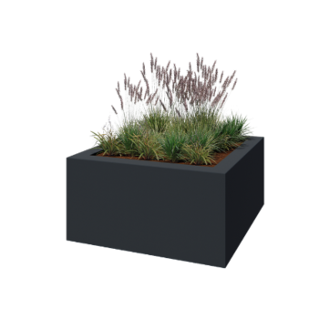 Fiberglas Pflanzkübel - Viereck - 160 x 160 x 80 cm - RAL7021 matte (schwarzgrau) - Mit Boden