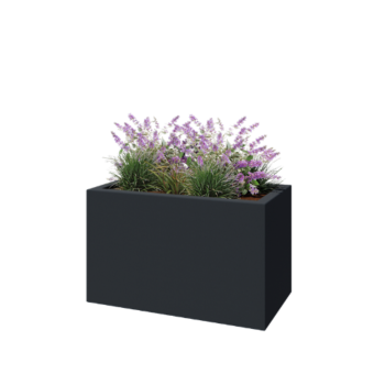 Fiberglas Pflanzkübel - Rechteck - 100 x 50 x 60 cm - RAL7021 matte (schwarzgrau) - Mit Boden