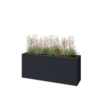 Fiberglas Pflanzkübel - Rechteck - 120 x 30 x 50 cm - RAL7021 matte (schwarzgrau) - Mit Boden