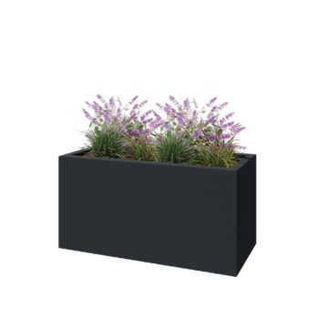Fiberglas Pflanzkübel - Rechteck - 120 x 50 x 60 cm - RAL7021 matte (schwarzgrau) - Mit Boden