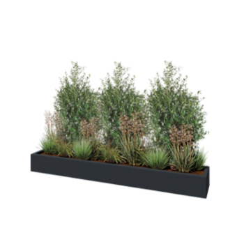 Fiberglas Pflanzkübel - Rechteck - 200 x 30 x 20 cm - RAL7021 matte (schwarzgrau) - Mit Boden