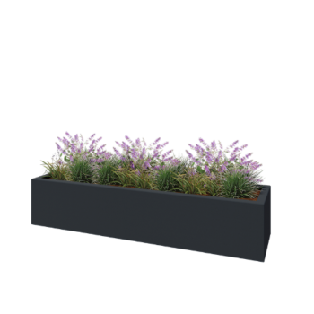 Fiberglas Pflanzkübel - Rechteck - 200 x 50 x 40 cm - RAL7021 matte (schwarzgrau) - Mit Boden