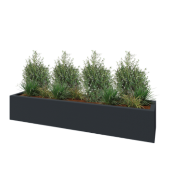 Fiberglas Pflanzkübel - Rechteck - 230 x 50 x 40 cm - RAL7021 matte (schwarzgrau) - Mit Boden