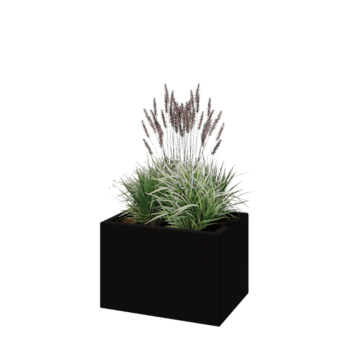 Fiberglas Pflanzkübel - Rechteck - 60 x 40 x 40 cm - RAL9005 matte (Schwarz) - Mit Boden