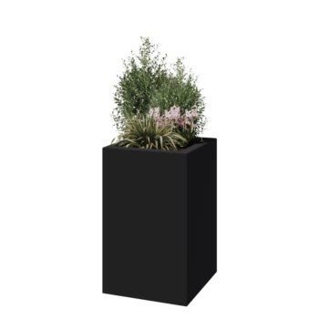 Fiberglas Pflanzkübel - Viereck - 50 x 50 x 80 cm - RAL7021 matte (schwarzgrau) - Mit Boden