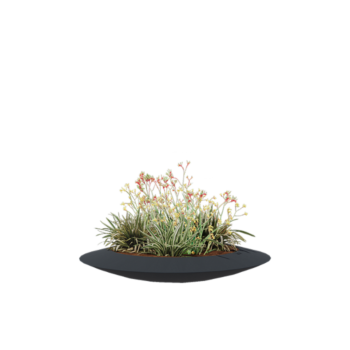 Fiberglas Pflanzkübel - Schale - Ø 120 x 20 cm - RAL7021 matte (schwarzgrau) - Mit Boden