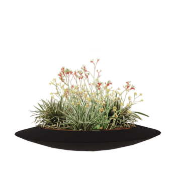 Fiberglas Pflanzkübel - Schale - Ø 120 x 20 cm - RAL9005 matte (Schwarz) - Mit Boden