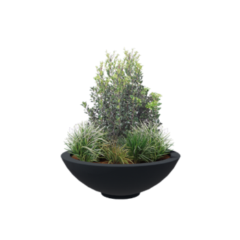 Fiberglas Pflanzkübel - Schale - Ø 120 x 40 cm - RAL7021 matte (schwarzgrau) - Mit Boden