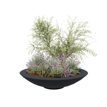 Fiberglas Pflanzkübel - Schale - Ø 153 x 34 cm - RAL7021 matte (schwarzgrau) - Mit Boden