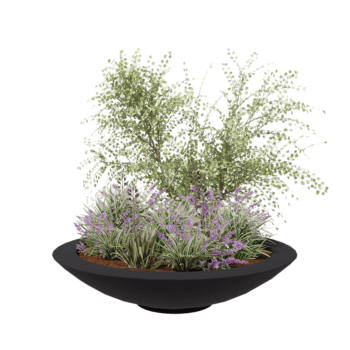 Fiberglas Pflanzkübel - Schale - Ø 153 x 34 cm - RAL7021 matte (schwarzgrau) - Mit Boden