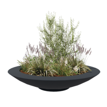 Fiberglas Pflanzkübel - Schale - Ø 200 x 40 cm - RAL7021 matte (schwarzgrau) - Mit Boden