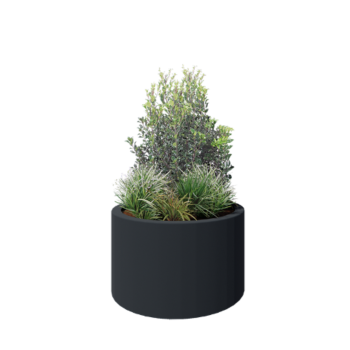 Fiberglas Pflanzkübel - Rund - Ø 100 x 60 cm - RAL7021 matte (schwarzgrau) - Mit Boden