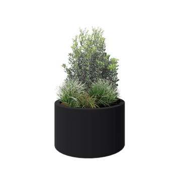 Fiberglas Pflanzkübel - Rund - Ø 100 x 60 cm - RAL7021 matte (schwarzgrau) - Mit Boden