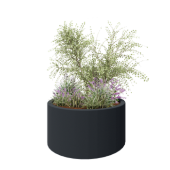 Fiberglas Pflanzkübel - Rund - Ø 120 x 60 cm - RAL7021 matte (schwarzgrau) - Mit Boden