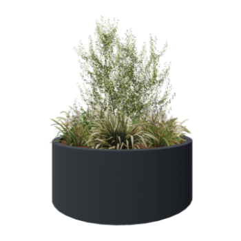 Fiberglas Pflanzkübel - Rund - Ø 150 x 60 cm - RAL7021 matte (schwarzgrau) - Mit Boden