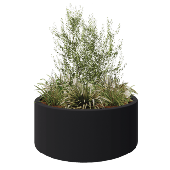 Fiberglas Pflanzkübel - Rund - Ø 150 x 60 cm - RAL7021 matte (schwarzgrau) - Mit Boden