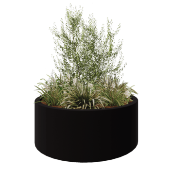 Fiberglas Pflanzkübel - Rund - Ø 150 x 60 cm - RAL9005 matte (Schwarz) - Mit Boden