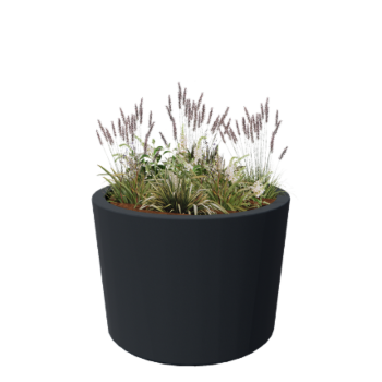 Fiberglas Pflanzkübel - Konisch - Ø 120 x 80 cm - RAL7021 matte (schwarzgrau) - Mit Boden