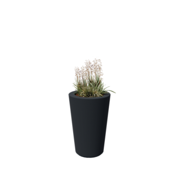 Fiberglas Pflanzkübel - Konisch - Ø 55 x 76 cm - RAL7021 matte (schwarzgrau) - Mit Boden