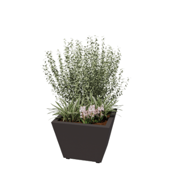 Pflanzkübel aus Stahl - Konisch - 60 x 60 x 41,5 cm - Geschweißt - RAL7016 matte (anthrazitgrau) - Mit Bodenplatte