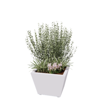 Pflanzkübel aus Stahl - Konisch - 60 x 60 x 41,5 cm - Geschweißt - RAL9010 matte (weiß) - Mit Bodenplatte