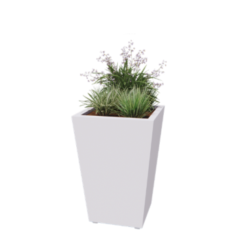 Pflanzkübel aus Stahl - Konisch - 60 x 60 x 81,5 cm - Geschweißt - RAL9010 matte (weiß) - Mit Bodenplatte