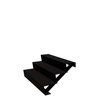 Außentreppe aus Stahl - 3-Stufige - 72 x 120 x 51 cm - RAL9005 matte (schwarz)
