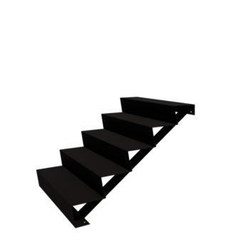 Außentreppe aus Stahl - 5-Stufige - 120 x 100 x 85 cm - RAL9005 matte (schwarz)