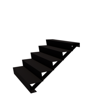 Außentreppe aus Stahl - 5-Stufige - 120 x 120 x 85 cm - RAL9005 matte (schwarz)