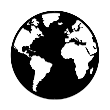 Wanddeko aus Metall - Weltkarte Large - 80 x 80 cm