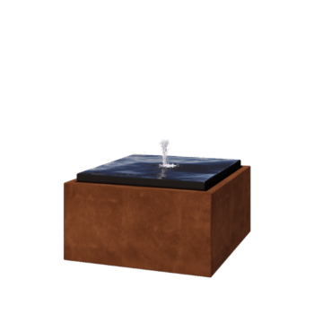 Cortenstahl Wassertisch - Orin - 80 x 80 x 40 cm - Mit LED-Beleuchtung