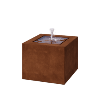 Cortenstahl Wassertisch - Lyra - 50 x 50 x 40 cm - Mit LED-Beleuchtung