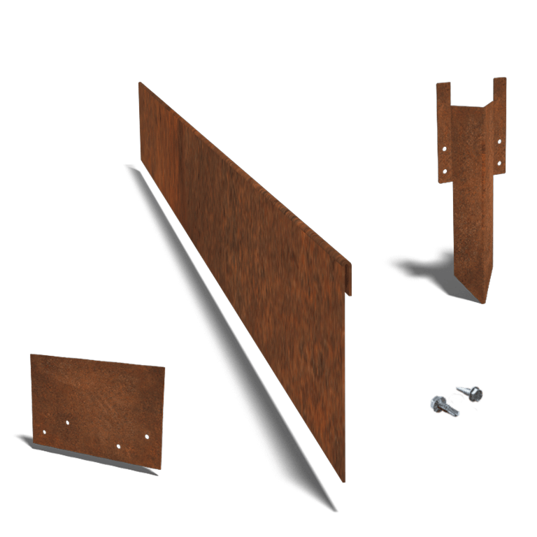Rasenkante abgeflacht aus Cortenstahl 13 cm Komplettsatz pro 15 Meter
